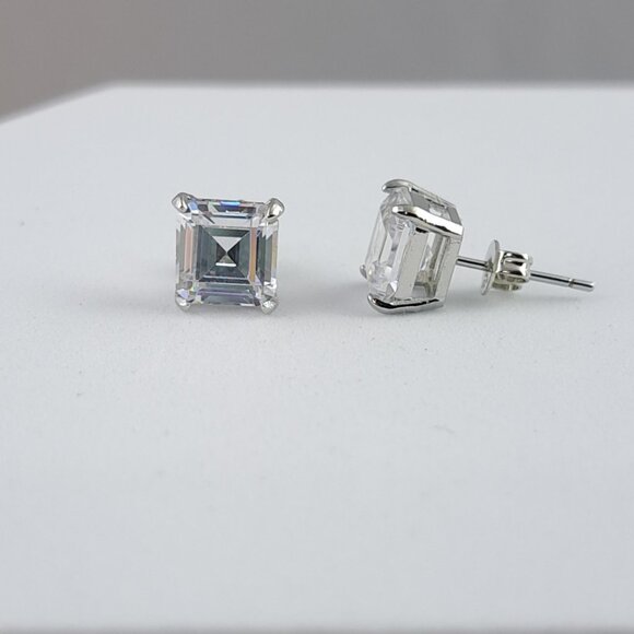 Jewelry - Sterling Silver Ascher Cut Zircon Studs